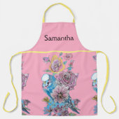 ブジーウォーターカラーバラフローラデザインピンクエプロン エプロン (正面)