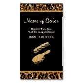 ブスタイリッシュラシ黒及び金ゴールドヒョウ毛サロン マグネット名刺 (正面縦)