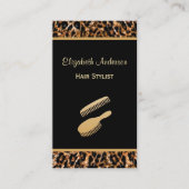 ブスタイリッシュラシ黒及び金ゴールドヒョウ毛サロン 名刺 (正面)