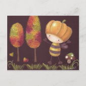 ブズが秋の散策はがきを取る ポストカード (正面)