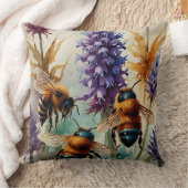 ブズ美しい | 水彩ミツバチと開花 クッション (ブランケット)