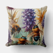 ブズ美しい | 水彩ミツバチと開花 クッション (正面)