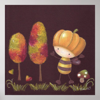 ブズ・ブズが秋の散歩ポスターを手に ポスター