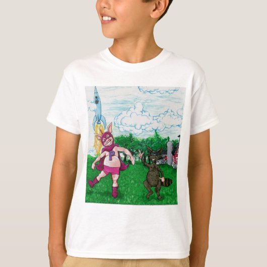 ブタおよびアライグマおよびロケット Tシャツ (正面)