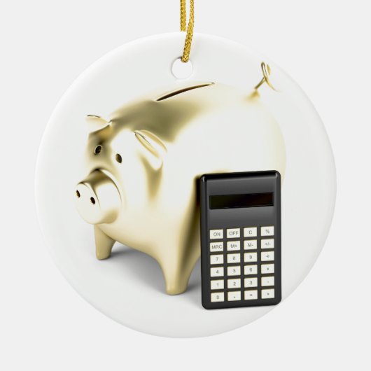 ブタおよび計算機 セラミックオーナメント (正面)