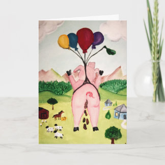 ブタがお祝いの新しい作業伝票を飛ばす時 カード