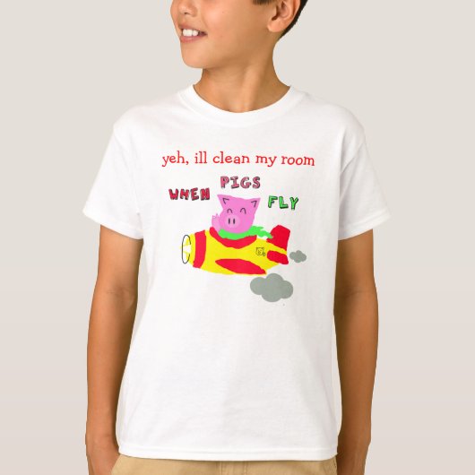 ブタが子供のTシャツを飛ばす時 Tシャツ (正面)