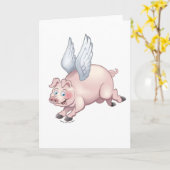 ブタが挨拶状を飛ばす時 カード (黄色い花)