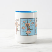 ブタが漫画のコーヒーマグを飛ばす時 ツートーンマグカップ (中央)