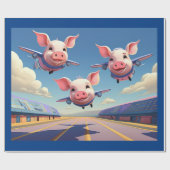 ブタが空を飛ぶ ファニーウィングブタ飛行機 ラッピングペーパー (フラット)