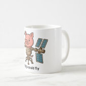 ブタが空を飛べたら - ブタの宇宙ステーション コーヒーマグカップ (正面右)