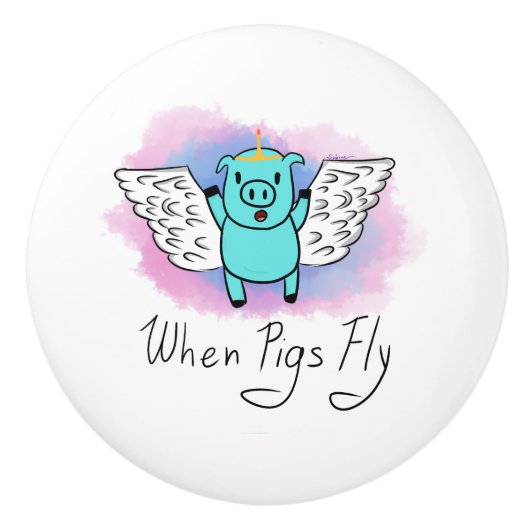 ブタが陶磁器のノブを飛ばす時 セラミックノブ (正面)