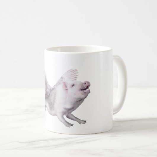 ブタが飛ぶ場合のかわいく飛んでいるなブタの創造的なギフトのマグ コーヒーマグカップ (正面右)