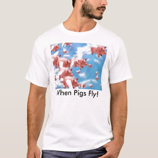 ブタが飛ぶ時、pigs_fly! tシャツ (正面)