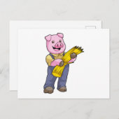 ブタが麦わらで農夫 ポストカード (正面/裏面)