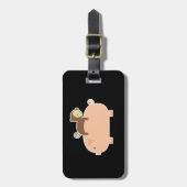 ブタで後方に乗っているベビー猿 ラゲッジタグ (正面縦)