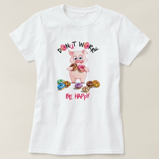ブタとドーナツのダジャレTシャツ Tシャツ (デザイン正面)