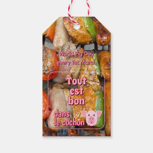 ブタについてのフランスのことわざ ギフトタグ (正面)