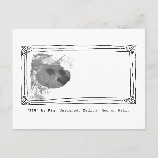 ブタによる"ブタ"。 無署名。 壁の泥 ポストカード (正面)