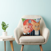 ブタのアメリカのゴシック様式からかいの水彩画の芸術の絵画 クッション (椅子)