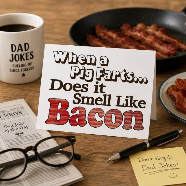 ブタのオナラはベーコン Funny Dad Joke ベーコン カード (クリエイターアップロード済み)