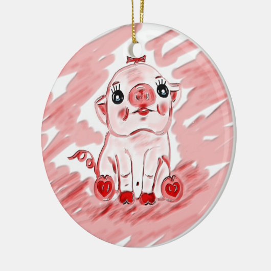 ブタのオーナメント、ブタの恋人のためのおもしろいのギフトのオーナメント セラミックオーナメント (左)