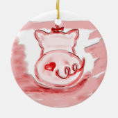 ブタのオーナメント、ブタの恋人のためのおもしろいのギフトのオーナメント セラミックオーナメント (裏面)
