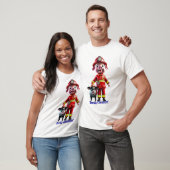 ブタのキャラクター パーソナライズ ポークパーソン おもしろい 消防士 Tシャツ (ユニセックス)