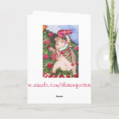 ブタのクリスマスの水彩画の絵画のクリスマス シーズンカード (裏面)