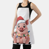 ブタのクリスマスサンタ帽子 クリスマス休日 Xmas Pigmass エプロン (インサイチュ)