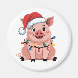 ブタのクリスマスサンタ帽子 クリスマス ホリデー ピグマス マグネット