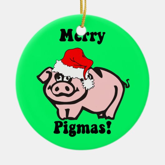 ブタのクリスマス セラミックオーナメント (正面)