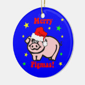 ブタのクリスマス セラミックオーナメント (左)