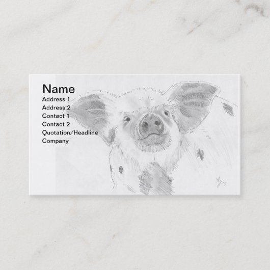 ブタのコブタの鉛筆のスケッチのスケッチの農家 名刺 (正面)