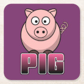 ブタのコースター スクエアペーパーコースター (正面)