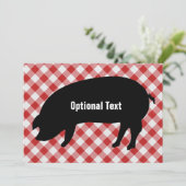 ブタのサイロ、赤く及び白いチェック模様の生地-カスタマイズ 招待状 (スタンド正面)