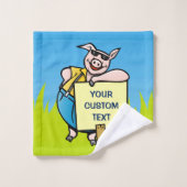 ブタのサイン バスタオルセット (ウォッシュタオル)