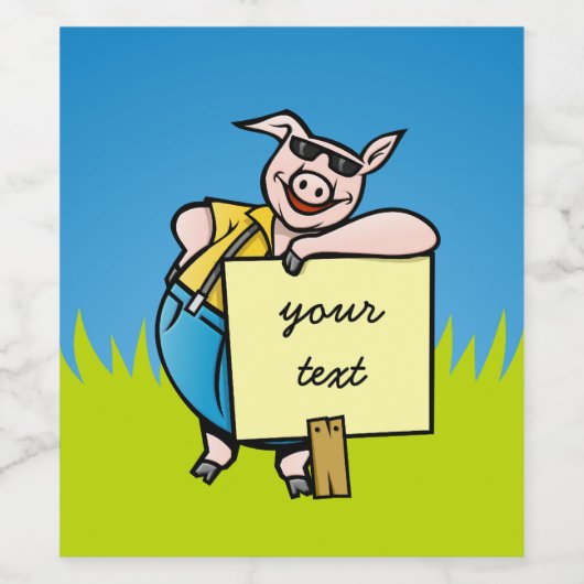 ブタのサイン ワインラベル (シングルラベル)