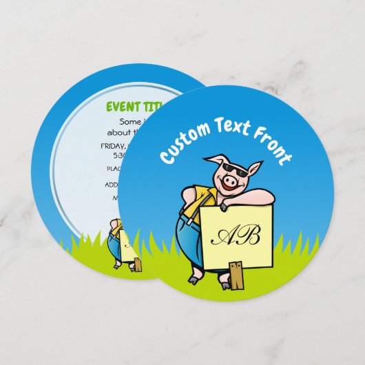 ブタのサイン 招待状 (正面/裏面)