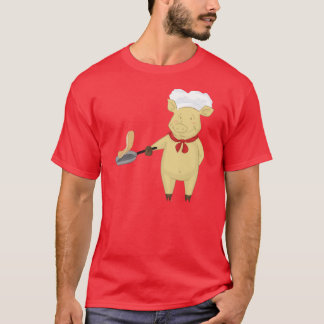 ブタのシェフを弾くパンケーキ Tシャツ