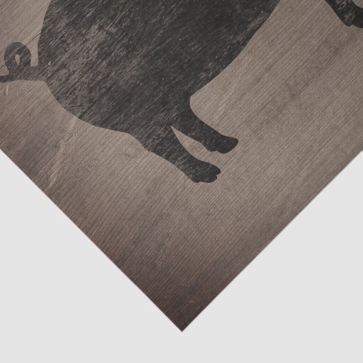 ブタのシルエットの素朴なスタイルによって風化させる木製の国 薄葉紙 (詳細)