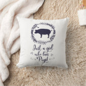 ブタのシルエットを愛するちょうど女の子 クッション (ブランケット)