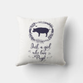 ブタのシルエットを愛するちょうど女の子 クッション (裏面)