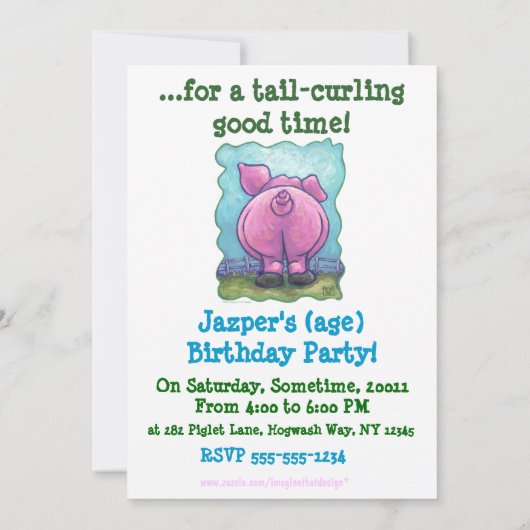 ブタのパーティーの中心 招待状 (裏面)