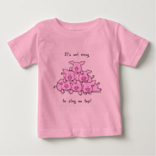ブタのピラミッドのベビー/子供のおもしろTシャツ ベビーTシャツ
