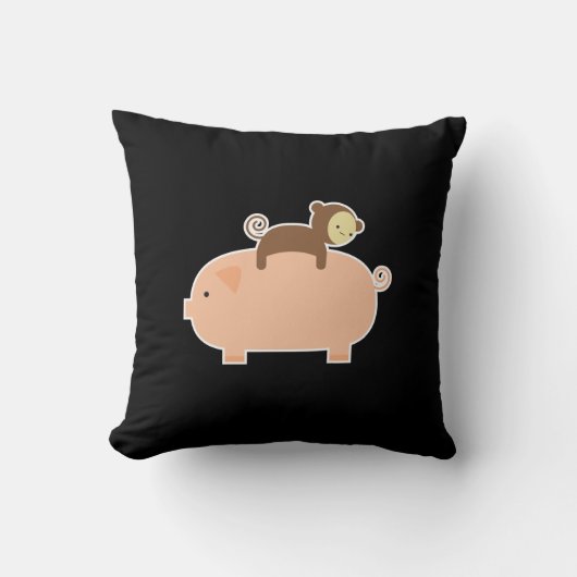 ブタのベビー猿の乗馬 クッション (正面)