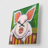 『ブタのペン』 スクエア壁時計 (傾斜)