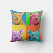 ブタのポップアートのスタイル クッション (裏面)
