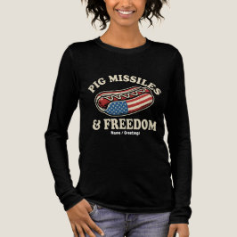 ブタのミサイルと自由 ヴィンテージ愛国主義ホットドッグ トライブレンドTシャツ