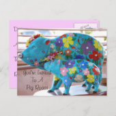 ブタのローストの郵便はがきへの招待 インビテーションポストカード (正面/裏面)